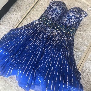 Sherri Hill blue beaded dress size 4